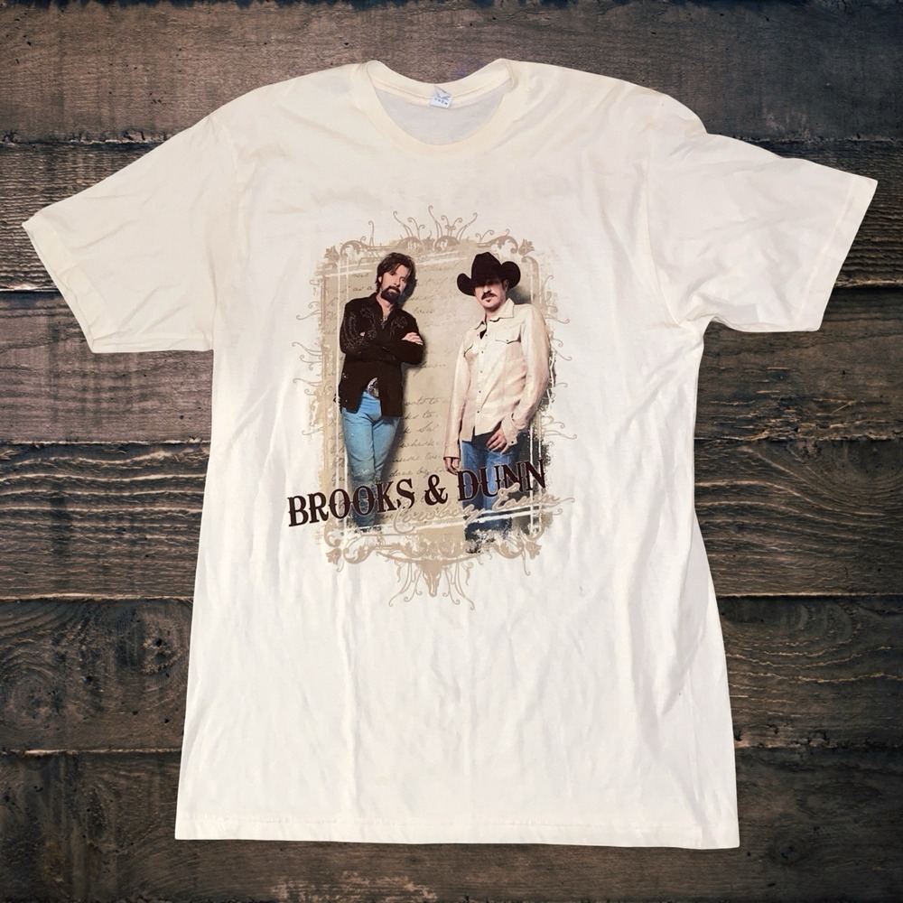 Brooks & Dunn Cowboy TownTour T Shirt Mens Size L Double Sided Graphic Tee